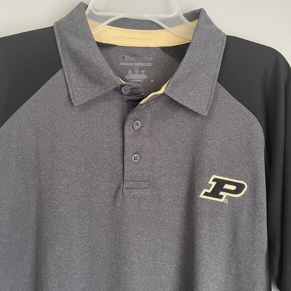 NEW Champion Purdue University Polo Shirt Men's Medium Gray Black Boilermakers - Picture 4 of 14